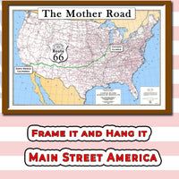 High Resolution Antique Route 66 map, large printable poster (instant download)