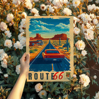 Route 66 Travel Poster: Vintage Highway Art Print