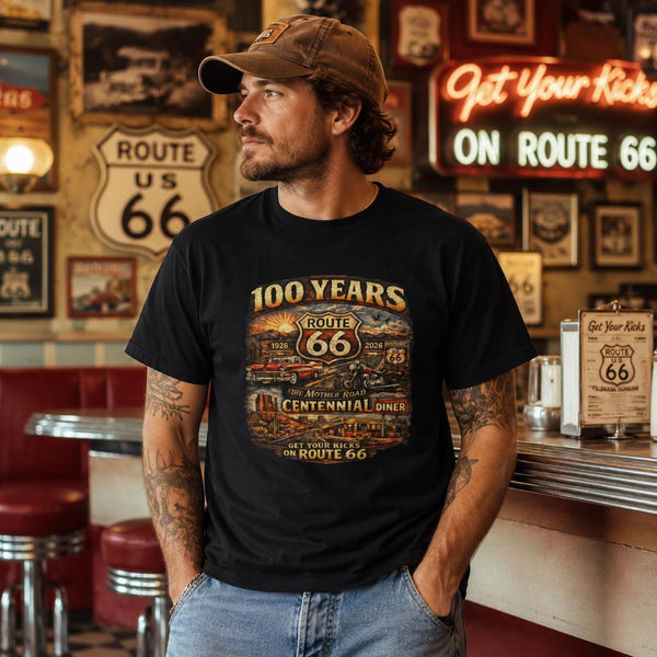 Route 66 Centennial 100 Years T-Shirt | Vintage Roadtrip Tee