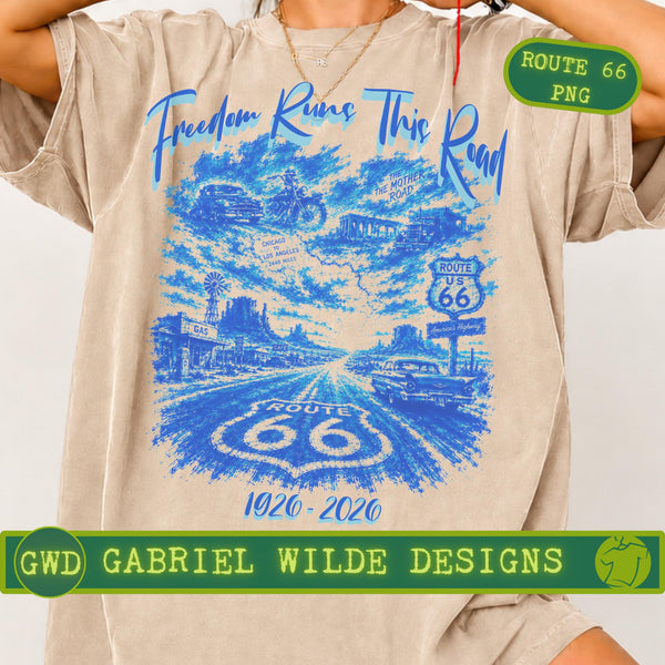 Route 66 Centennial T-shirt PNG, USA Historic Mother Road Digital Download, Gift for Road Travelers