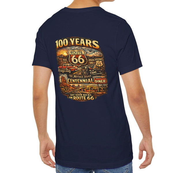 Route 66 Centennial 100 Years back design T-Shirt | Vintage Roadtrip Tee