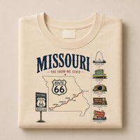 Vintage Missouri Route 66 Graphic Tee, Show-Me State Retro Road Trip Shirt (Digital Download)