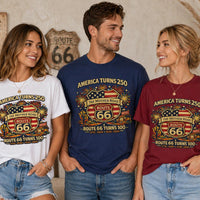 Route 66 100 Years Shirt, America 250 Shirt 2026, USA 250th Anniversary Tee, Historic Route 66 Centennial Shirt, Patriotic Road Trip Shirt