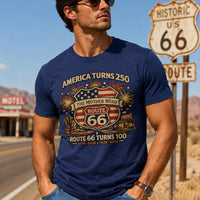 Route 66 100 Years Shirt, America 250 Shirt 2026, USA 250th Anniversary Tee, Historic Route 66 Centennial Shirt, Patriotic Road Trip Shirt