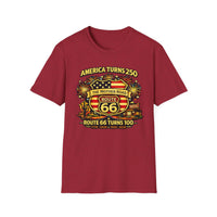 Route 66 100 Years Shirt, America 250 Shirt 2026, USA 250th Anniversary Tee, Historic Route 66 Centennial Shirt, Patriotic Road Trip Shirt