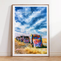 Watercolor Print, Texas Travel Poster, Route 66 Wall Decor