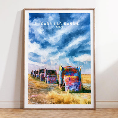 Watercolor Print, Texas Travel Poster, Route 66 Wall Decor