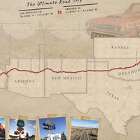Route 66 Vintage Travel Map | Historic Road Trip Wall Art (Digital Download)