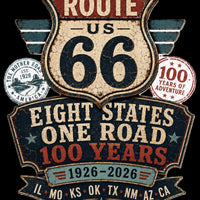 Route 66 Eight States Shirt, Centennial, 1926 2026 Mother Road