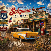 Seligman Arizona Route 66 Poster | Historic Route 66 Wall Art | Vintage Americana Travel Print | Digital Download | Mother Road Decor