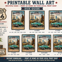 Amarillo Texas Route 66 Poster | Yellow Rose City Wall Art | Vintage Americana Travel Print | Historic Route 66 Digital Download