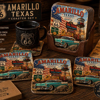 Amarillo Texas Route 66 Poster | Yellow Rose City Wall Art | Vintage Americana Travel Print | Historic Route 66 Digital Download