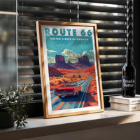Route 66 Americana poster print, vintage travel gift, American landscape