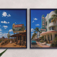 Arizona Trading Post Print | Arizona Wall Art | Americana Decor | Southwestern Poster | Desert Roadside Artwork | Retro Route 66 Print