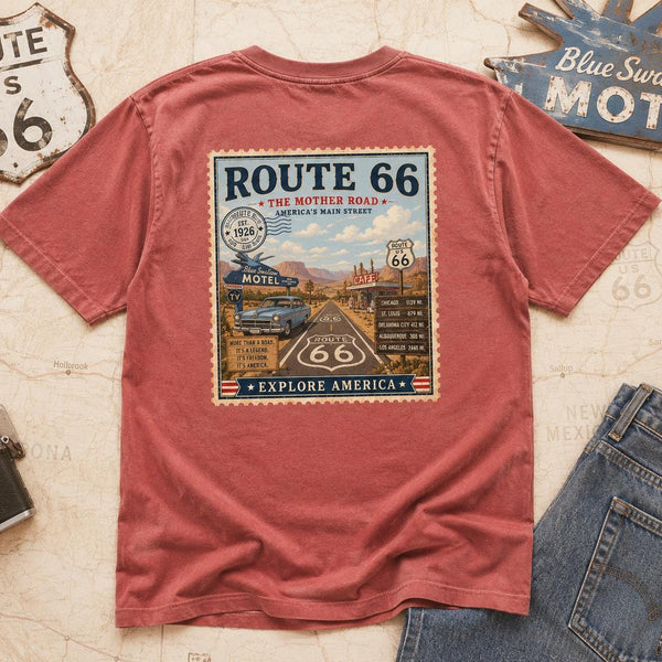 Route 66 Mother Road Shirt, Vintage Americana Tee, Road Trip Gift