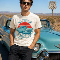 Route 66 Cruisin’ T-Shirt PNG | Vintage Classic Car Sunset Road Trip Design (Digital Download)