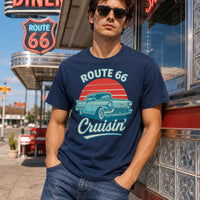 Route 66 Cruisin’ T-Shirt PNG | Vintage Classic Car Sunset Road Trip Design (Digital Download)