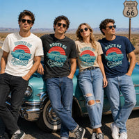 Route 66 Cruisin’ T-Shirt PNG | Vintage Classic Car Sunset Road Trip Design (Digital Download)