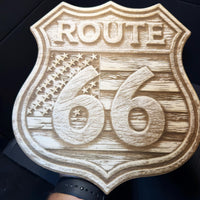 10.5 x 10.7 ROUTE 66 on 1/8" Basswood Ready to Paint