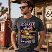 Route 66 Centennial T-Shirt | Retro American Flag, Vintage Car