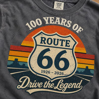 Route 66 100 Years Shirt, Drive the Legend Tee, Vintage Route 66 Shirt, Army Green Road Trip T-Shirt, Americana Graphic Tee, 1926–2026 Shirt