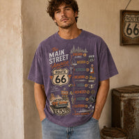 Route 66 Main Street Shirt, Vintage Route 66 Map Tee, Retro Road Trip Shirt, Santa Monica Travel T-Shirt, Americana Highway Graphic Tee