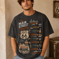 Route 66 Main Street Shirt, Vintage Route 66 Map Tee, Retro Road Trip Shirt, Santa Monica Travel T-Shirt, Americana Highway Graphic Tee