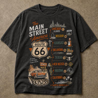 Route 66 Main Street Shirt, Vintage Route 66 Map Tee, Retro Road Trip Shirt, Santa Monica Travel T-Shirt, Americana Highway Graphic Tee