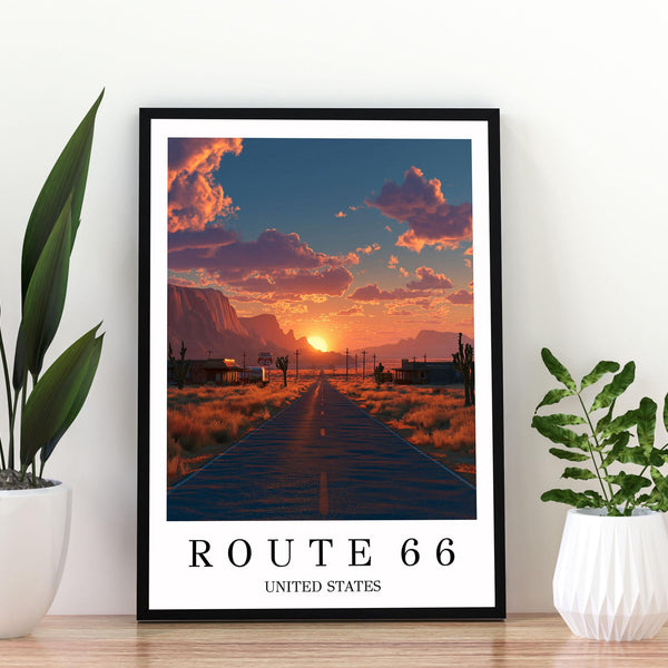 Route 66 Travel Poster, Route 66 Print, Route 66 Wall Art, Route 66 Poster, American Road Trip Print, USA Travel Wall Art, Route 66