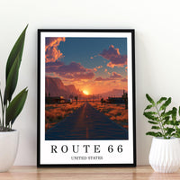Route 66 Travel Poster, Route 66 Print, Route 66 Wall Art, Route 66 Poster, American Road Trip Print, USA Travel Wall Art, Route 66