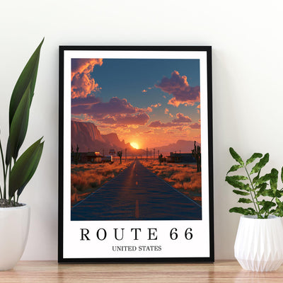 Route 66 Travel Poster, Route 66 Print, Route 66 Wall Art, Route 66 Poster, American Road Trip Print, USA Travel Wall Art, Route 66