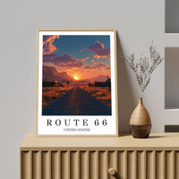 Route 66 Travel Poster, Route 66 Print, Route 66 Wall Art, Route 66 Poster, American Road Trip Print, USA Travel Wall Art, Route 66