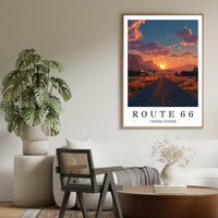 Route 66 Travel Poster, Route 66 Print, Route 66 Wall Art, Route 66 Poster, American Road Trip Print, USA Travel Wall Art, Route 66