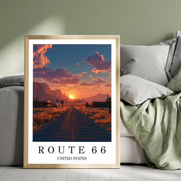 Route 66 Travel Poster, Route 66 Print, Route 66 Wall Art, Route 66 Poster, American Road Trip Print, USA Travel Wall Art, Route 66