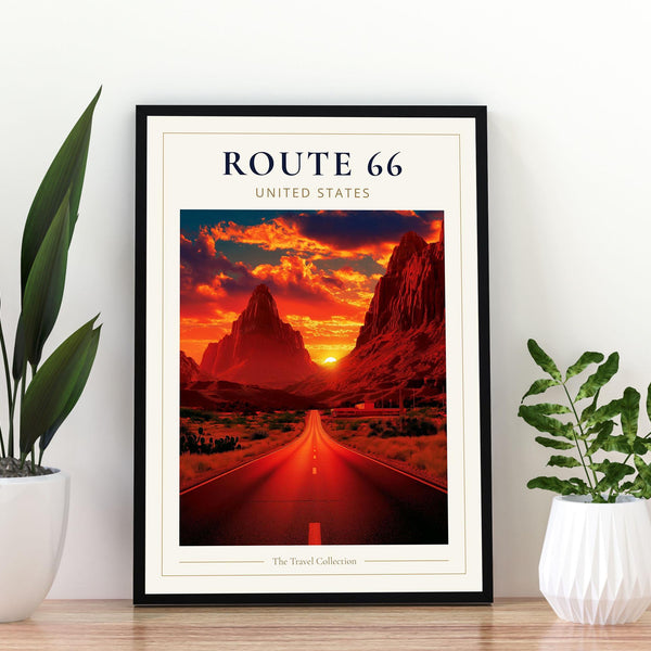 Route 66 Travel Poster, Route 66 Print, Route 66 Wall Art, Route 66 Poster, American Road Trip Print, USA Travel Wall Art, Route 66