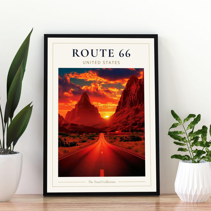 Route 66 Travel Poster, Route 66 Print, Route 66 Wall Art, Route 66 Poster, American Road Trip Print, USA Travel Wall Art, Route 66