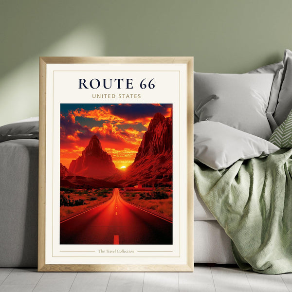 Route 66 Travel Poster, Route 66 Print, Route 66 Wall Art, Route 66 Poster, American Road Trip Print, USA Travel Wall Art, Route 66