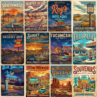 Route 66 Road Trip Travel Posters, 150 Vintage Americana Historic Highway Art Bundle