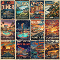 Route 66 Road Trip Travel Posters, 150 Vintage Americana Historic Highway Art Bundle