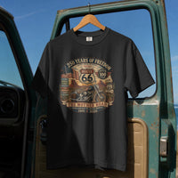 Route 66 Centennial Shirt, Highway 66 100 Year Tee, 250 Years Of Freedom Shirt, Vintage Route 66 Shirt, Americana Road Trip Unisex T-shirt