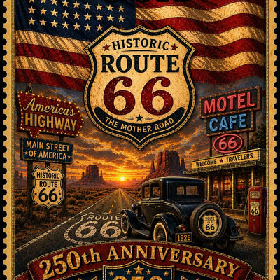 Route 66 Wall Art USA 250th Anniversary Vintage Poster American Highway Decor Print Gift