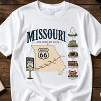 Vintage Missouri Route 66 Graphic Tee, Show-Me State Retro Road Trip Shirt (Digital Download)