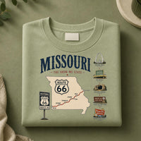 Vintage Missouri Route 66 Graphic Tee, Show-Me State Retro Road Trip Shirt (Digital Download)