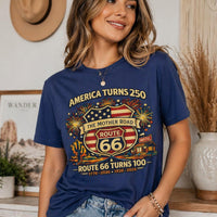 Route 66 100 Years Shirt, America 250 Shirt 2026, USA 250th Anniversary Tee, Historic Route 66 Centennial Shirt, Patriotic Road Trip Shirt