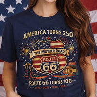 Route 66 100 Years Shirt, America 250 Shirt 2026, USA 250th Anniversary Tee, Historic Route 66 Centennial Shirt, Patriotic Road Trip Shirt