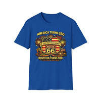 Route 66 100 Years Shirt, America 250 Shirt 2026, USA 250th Anniversary Tee, Historic Route 66 Centennial Shirt, Patriotic Road Trip Shirt