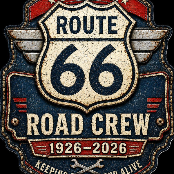 Route 66 Road Crew T-Shirt | Centennial 1926-2026 Vintage Design