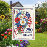 Patriotic Garden Flag | 250 Years of Blessing USA Anniversary | Double Sided Weather Resistant Yard Banner | Memorial Day & 4th of July Outdoor Decor Gift