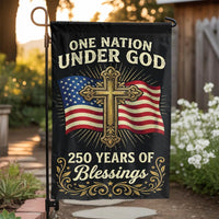 One Nation Under God Garden Flag | American Flag with Christian Cross | Double Sided Weather Resistant Fabric | 250 Years Patriotic Yard Decor Gift