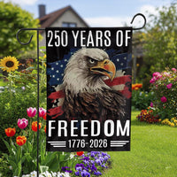 Patriotic Eagle Garden Flag | 250 Years of Freedom 1776-2026 Design | Double Sided Weather Resistant Fabric | Commemorative USA Yard Decor Gift